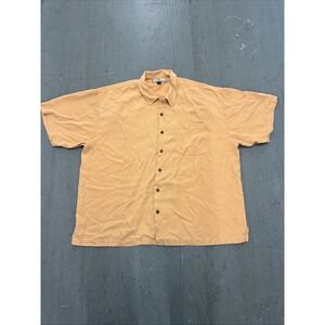 Tommy Bahama Men's‎ XXL Brown Orange Solid Short Sleeve Button Down Shirt